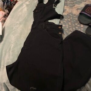 Forever 21 Black Denim Overalls